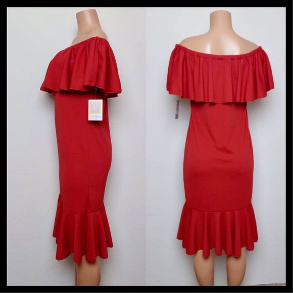 LuLaRoe Cici Mermaid Dress Medium Burnt Orange LLR - Picture 3 of 8